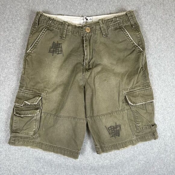 Abercrombie & Fitch Other - Abercrombie & Fitch Mens Size Medium Cargo Shorts Green Pockets Distressed